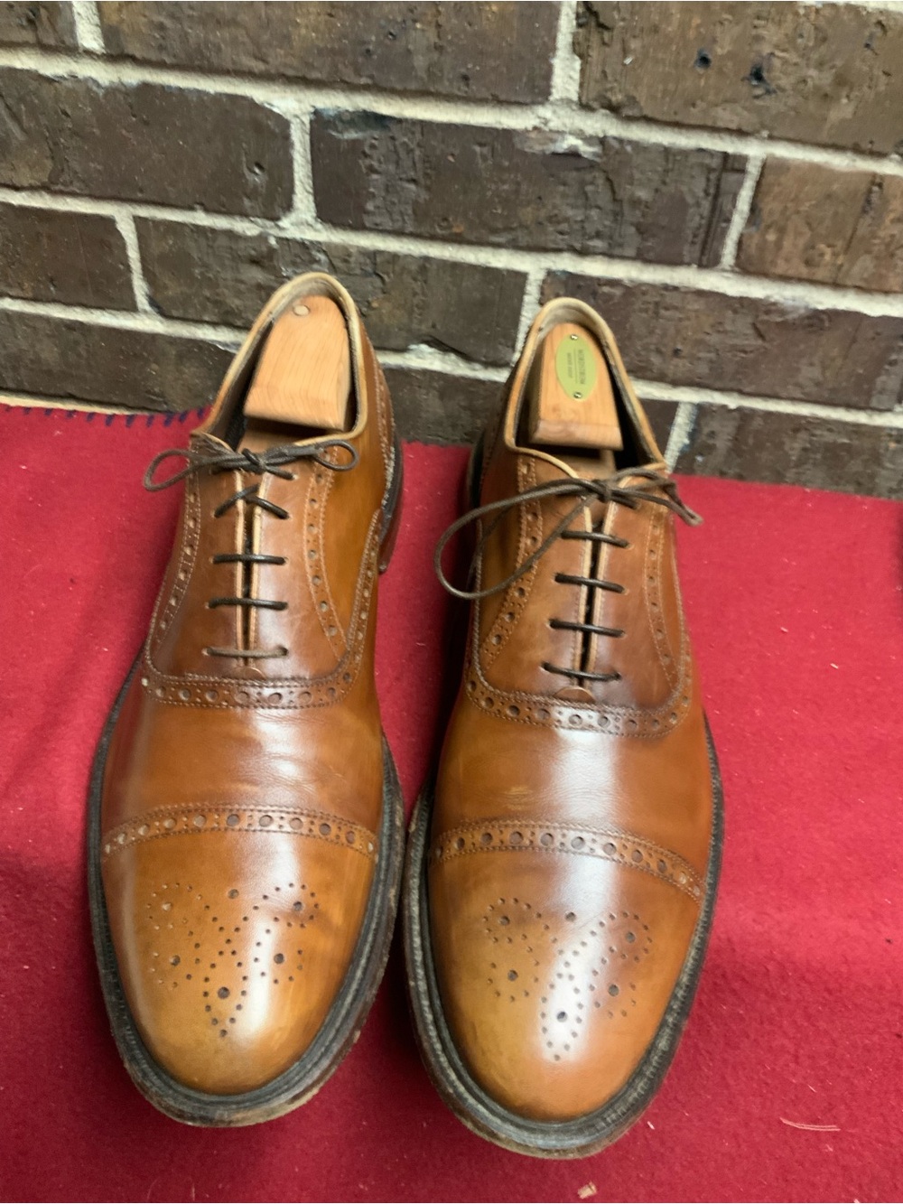 Salvatore Ferragamo Tan Leather Cap-Toe Brogue Oxfords